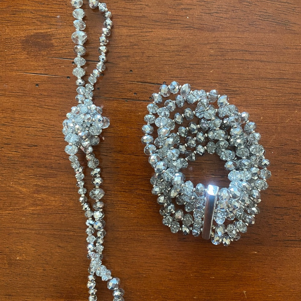 White House Black Market necklace and matching bracelet silver bling